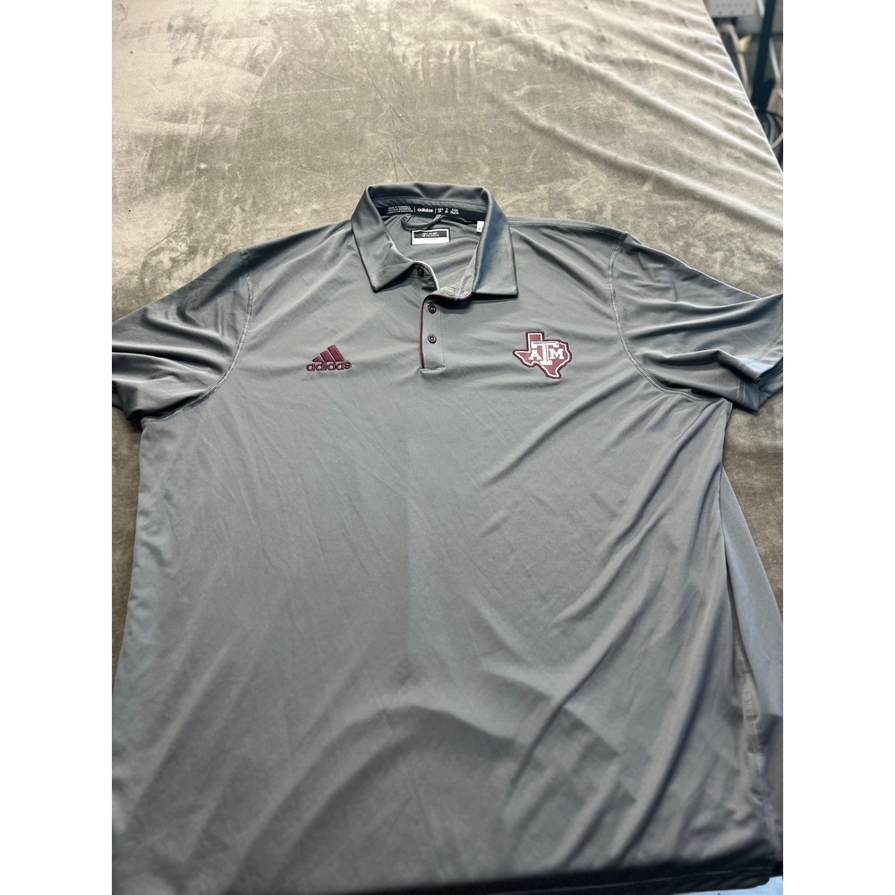 Adidas‎ Texas A&M Aggies Mens 2XL Gray Maroon Performance Polo Shirt JF1662